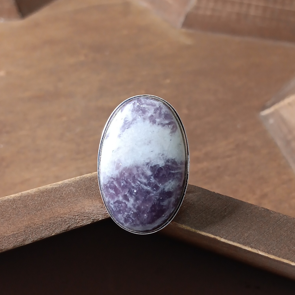 Hand Crafted Purple and Cream Ring